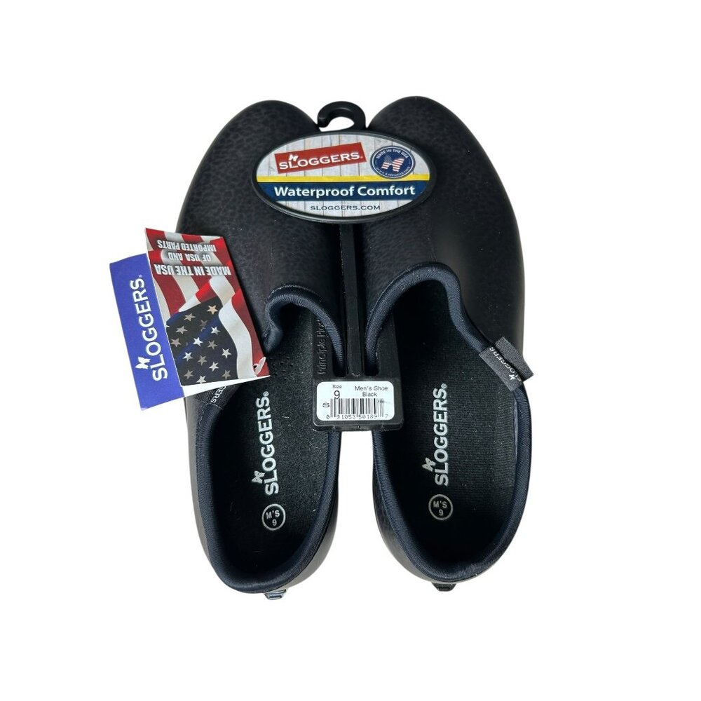 NEW Sloggers Comfort Rain and Garden Shoe Black Men's Sz 9 Slip On Cushioned NWT